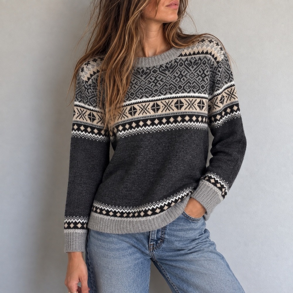 Artesania 1983 Alpaca Fair Isle Sweater XL Nordic Scandi Hand Knit Peru
